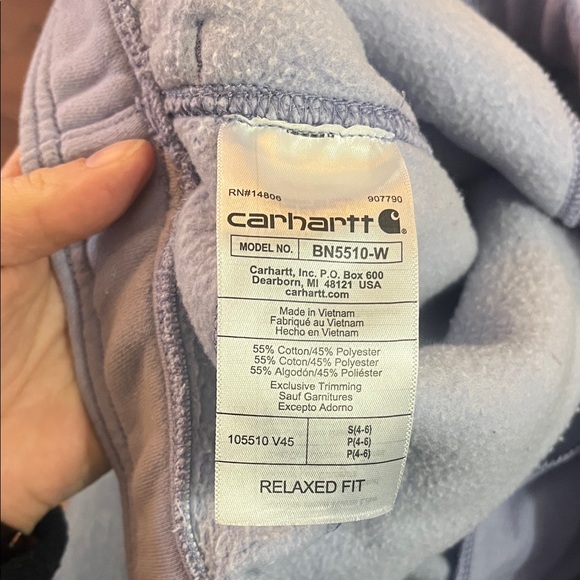 Carhartt Soft Lavender Heather Relaxed Fit Fleece Jogger Small - Picture 8 of 9